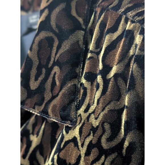 Lane Bryant Velvet Leopard Button Shirt Womens 22/24 Black Brown L/S Lined Tunic - Picture 3 of 8